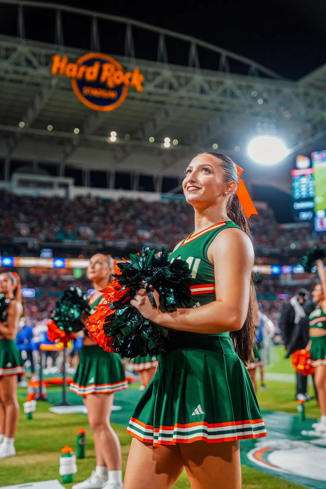 Sara cheering at Hard Rock Stadium