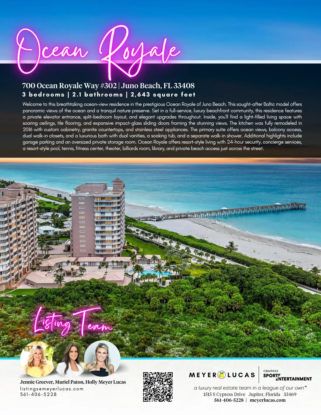 Ocean Royale listing slick, front