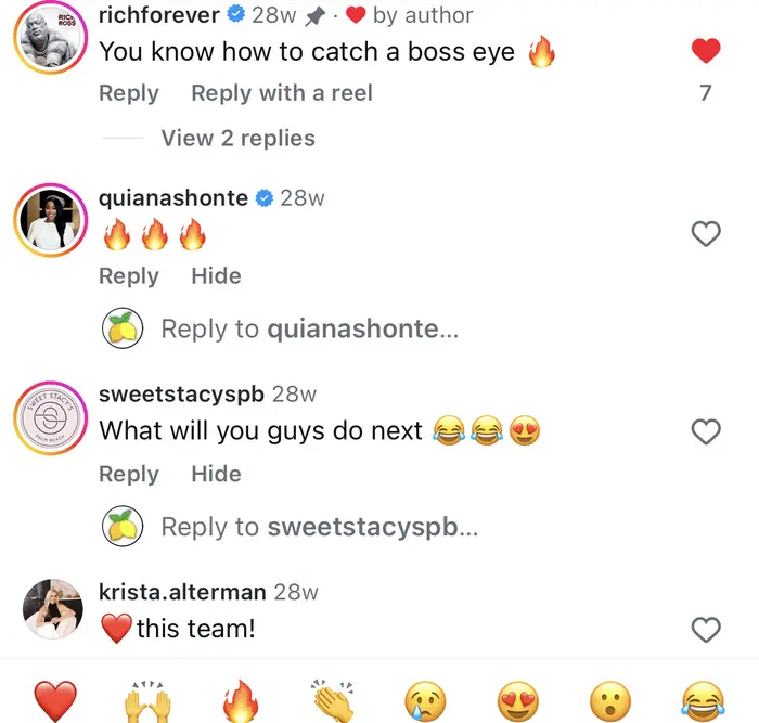 Instagram comments on the reel, led by Rick Ross’s verified account